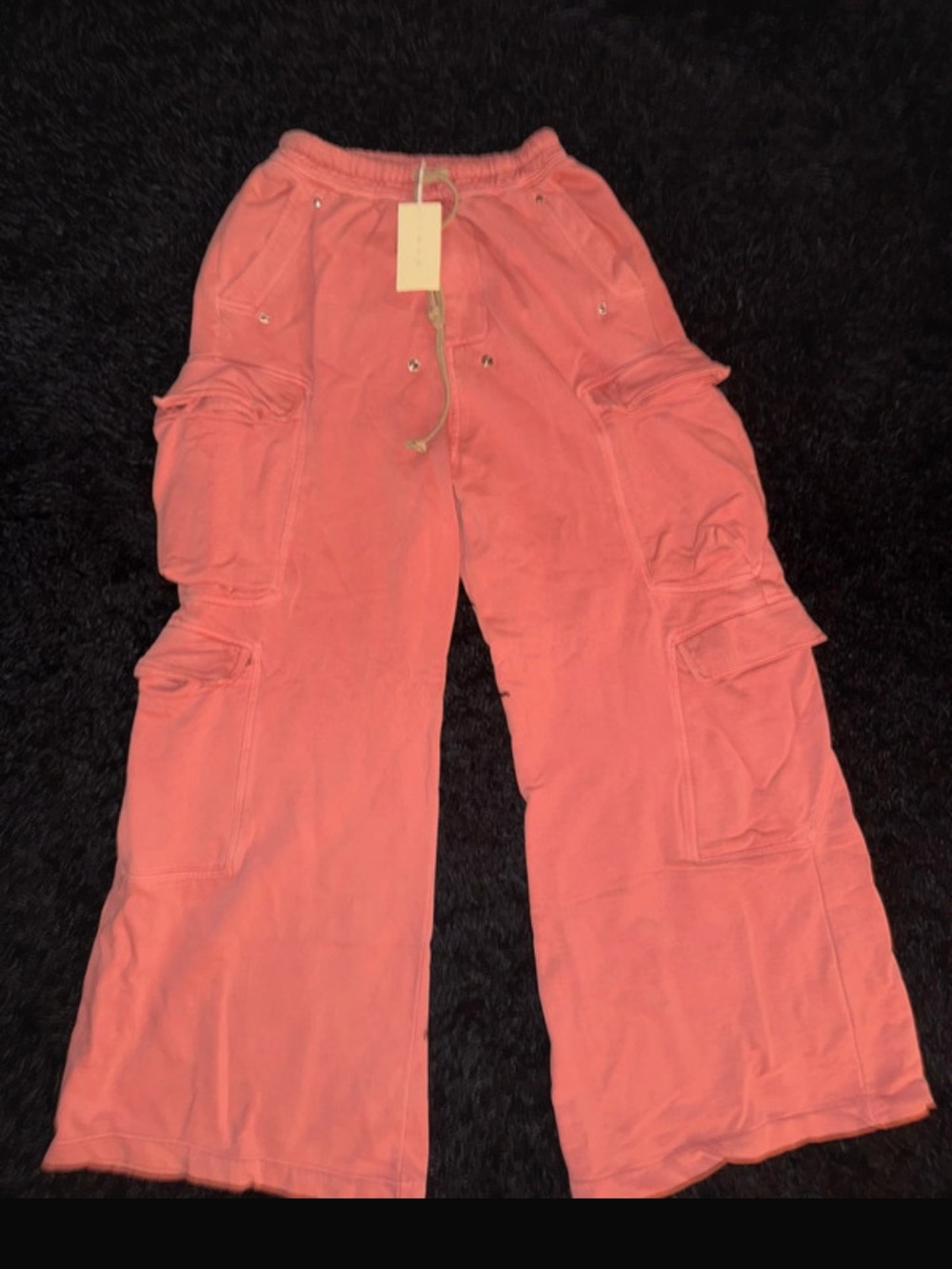 Men's Coral Cargo Pants with Drawstring Waist - Picture 2 of 7